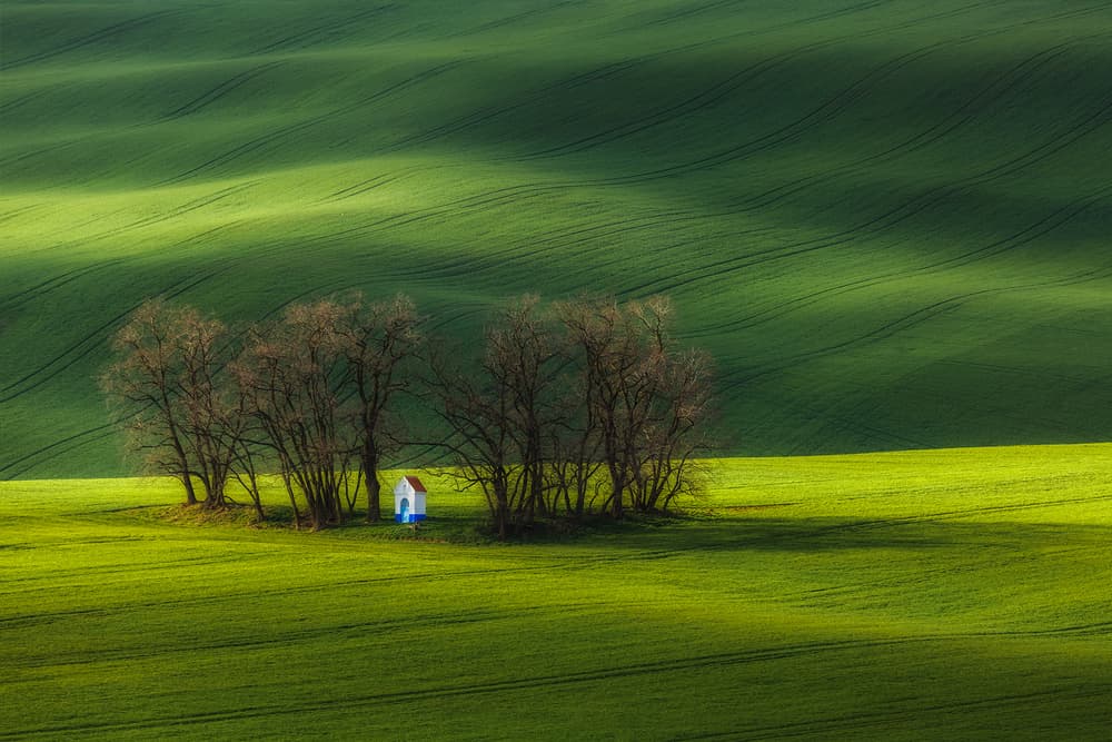 Rolling Green Hills Chapel by Tomasz Rojek — canvas wall art