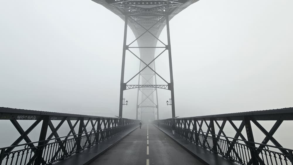 Foggy Bridge Solitude by Filipe P Neto — canvas wall art