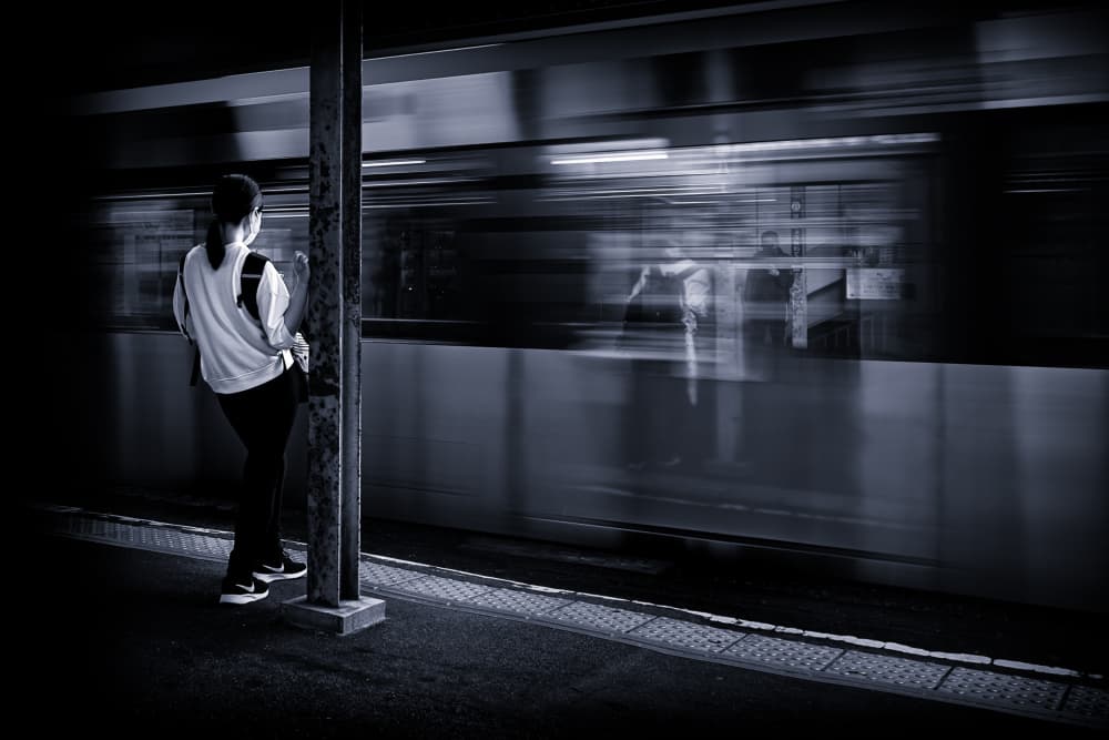 Woman By Passing Train by Satoshi Hatsumori — canvas wall art