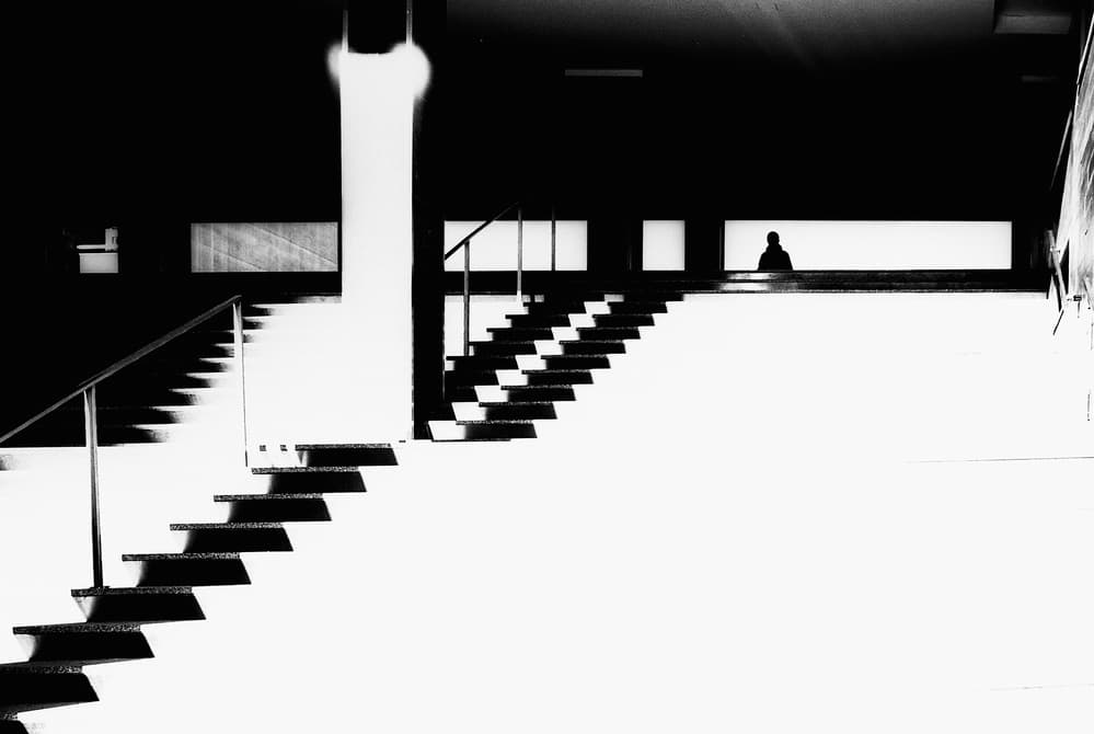 Solitary Figure Staircase by Paulo Abrantes — canvas wall art