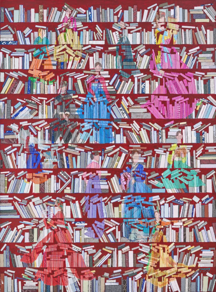 Bookshelf Hanbok Women by Jukyong Park — canvas wall art