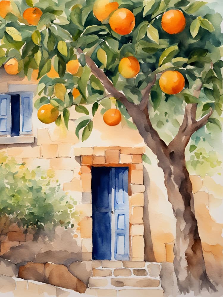 Orange Tree House by Ohkimiko — canvas wall art