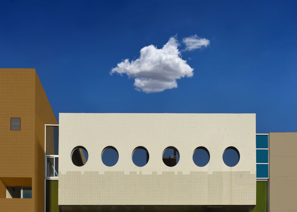 Modern Building with Circles by Arnon Orbach — canvas wall art