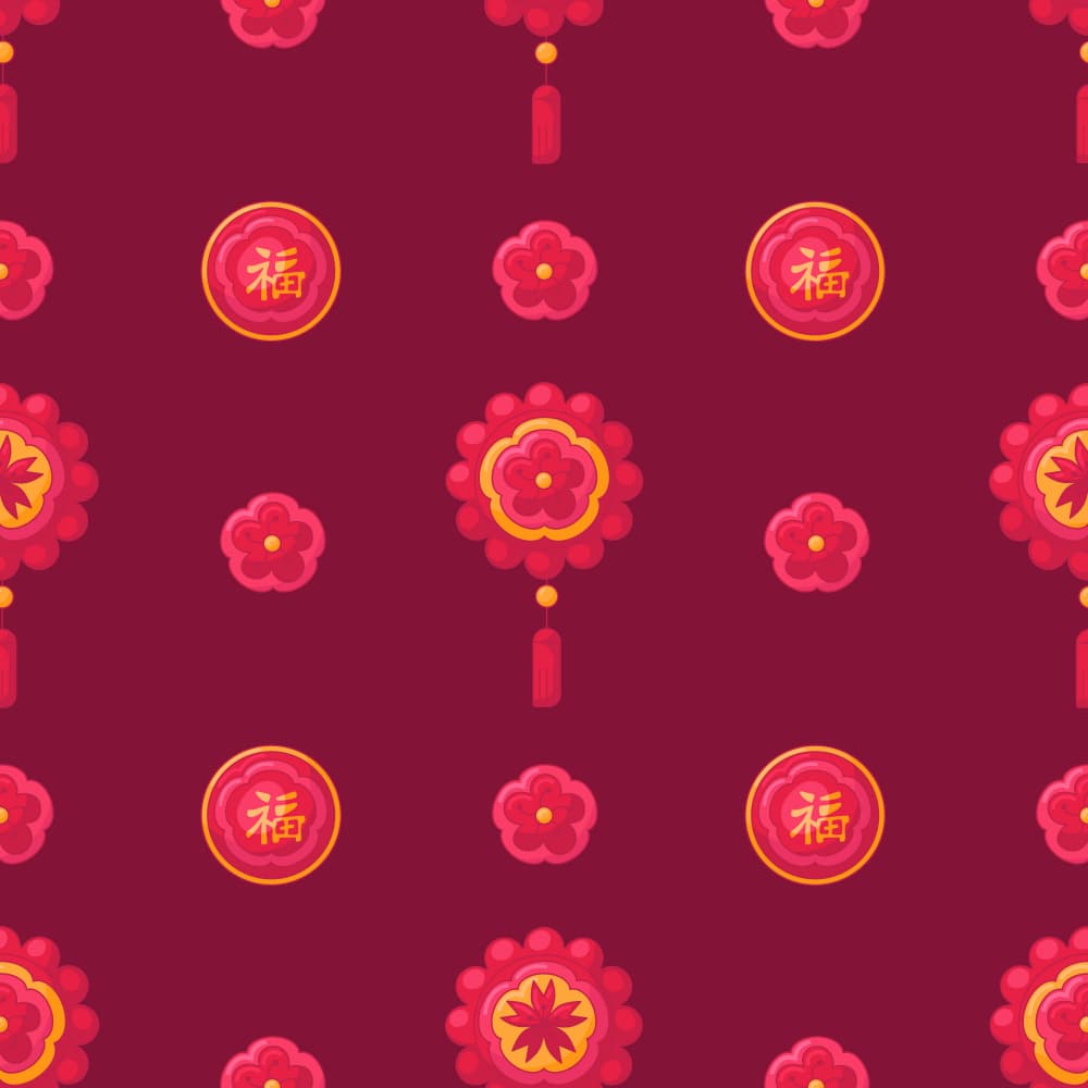 Chinese Fortune Floral Pattern by Marika Barsrsind β canvas wall art