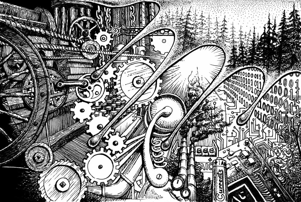 Steampunk Digital Forest by Johan Liewendahl — canvas wall art