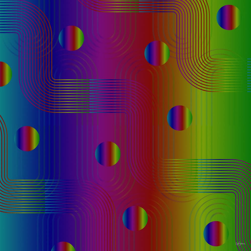 Fluid Rainbow Geometry by Sue Skellern — canvas wall art