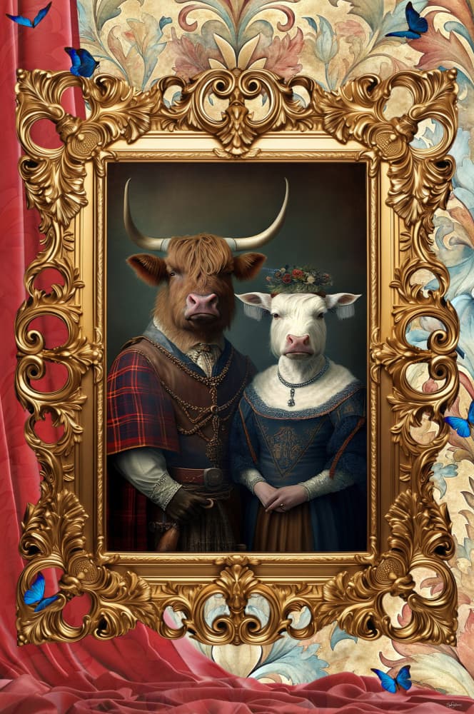 Regal Highland Couple by Sue Skellern — canvas wall art