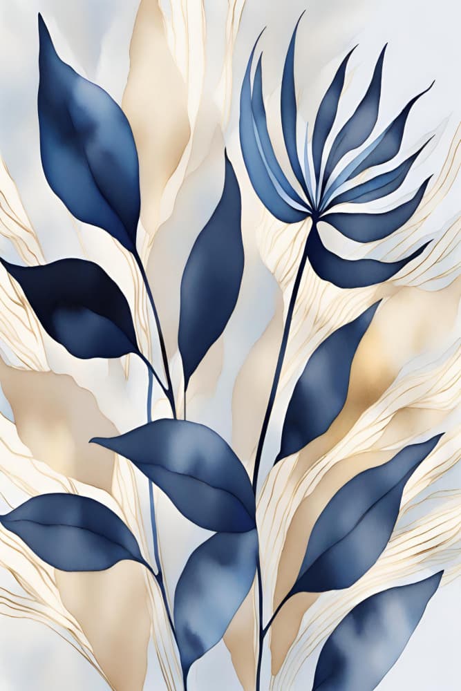 Elegant Blue Botanicals by Sally Ann Moss — canvas wall art