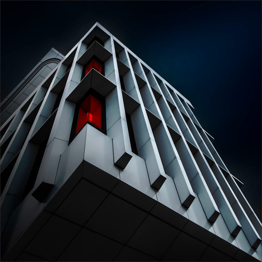 Geometric Red Windows by Gilbert Claes — canvas wall art