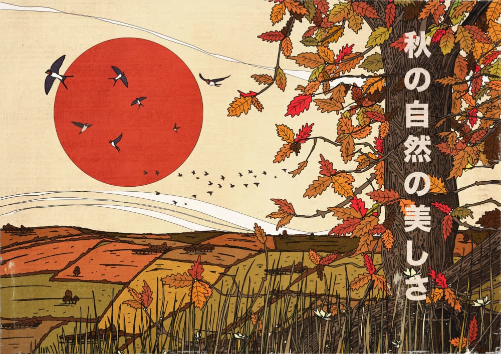 Japanese Autumn Sunset by Nicholas — canvas wall art