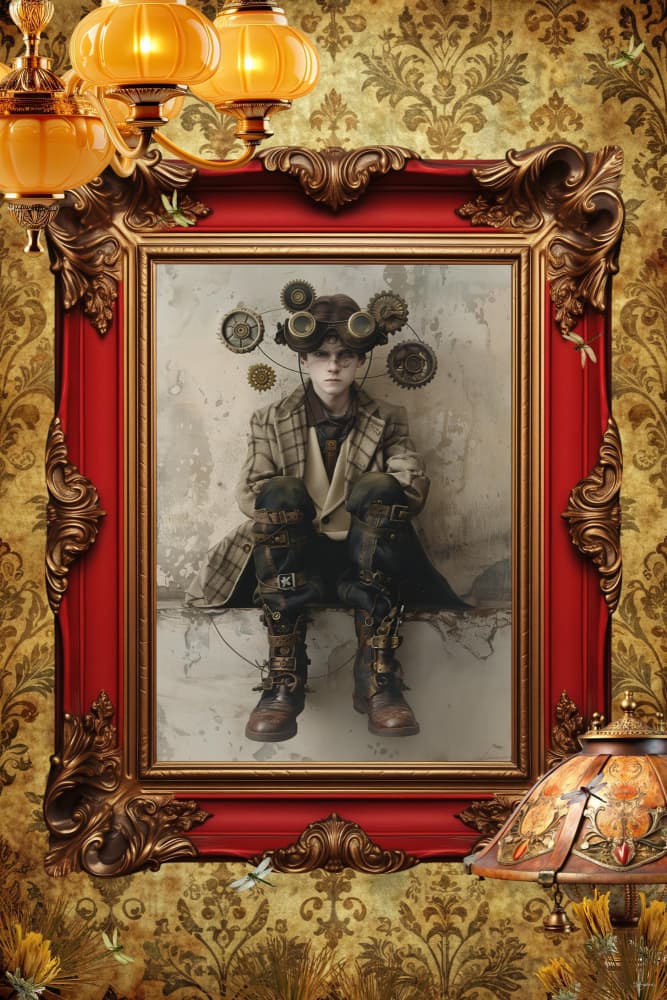 Steampunk Boy Portrait by Sue Skellern — canvas wall art