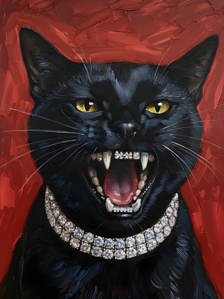 Fierce Black Cat Diamonds by HUGO — canvas wall art