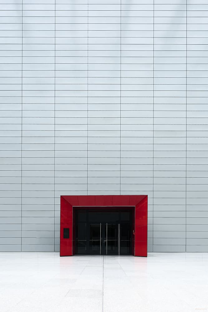 Red Entrance Architecture by Drazen Sokac — canvas wall art
