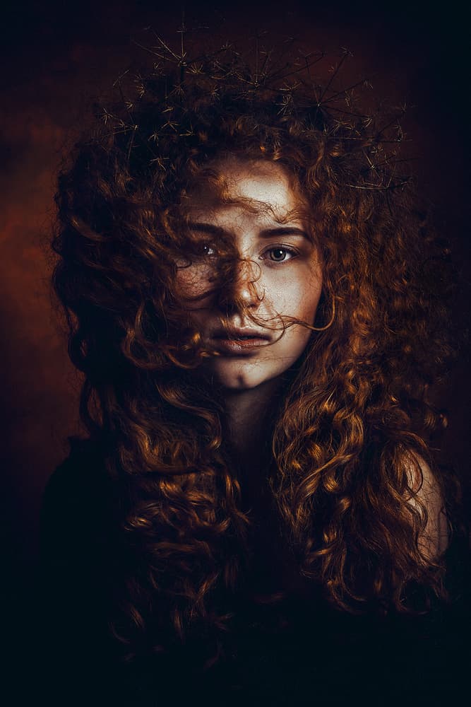 Mysterious Redhead Portrait by Ruslan Bolgov — canvas wall art