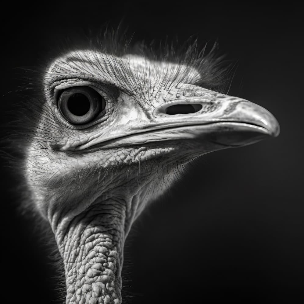 Majestic Ostrich Portrait by Bilge Paksoylu — canvas wall art