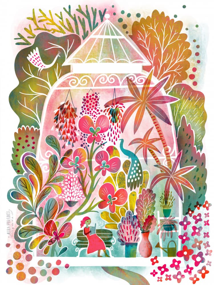 Dreamy Botanical Greenhouse by uta krogmann — canvas wall art