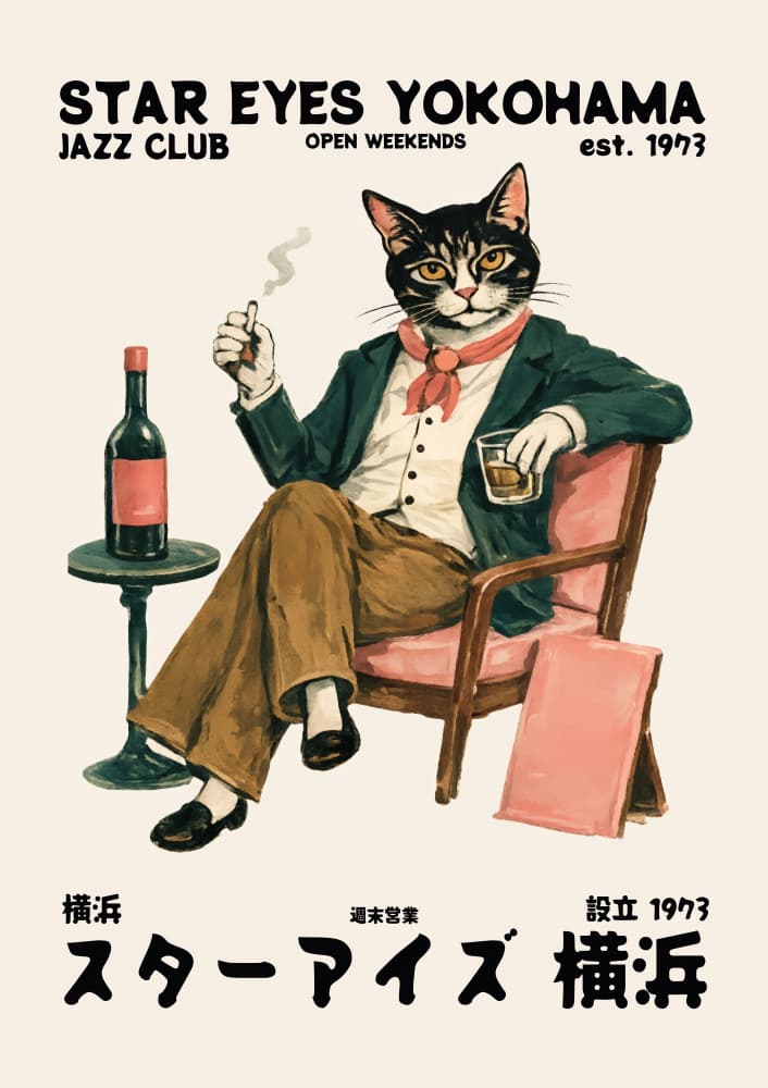 Jazz Cat Lounge by Patryk Krygowski — canvas wall art
