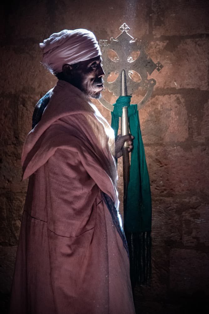 Ethiopian Priest and Cross by Linda Wride — canvas wall art
