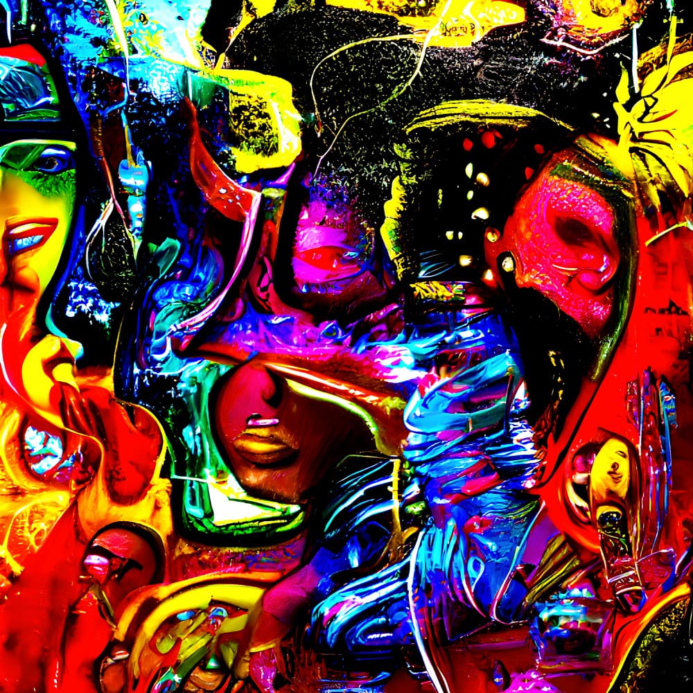 Vibrant Abstract Faces by mnemonixART — canvas wall art