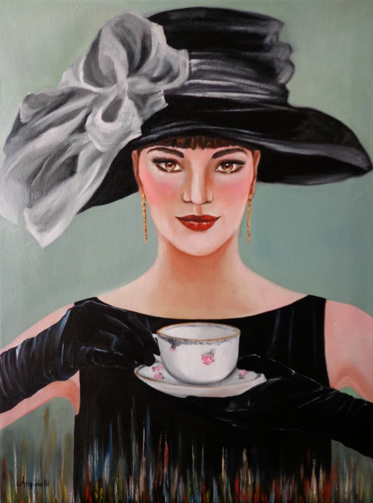 Elegant Lady with Tea by Anna Rita Angiolelli — canvas wall art