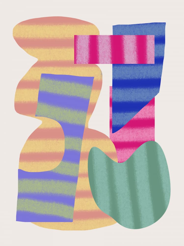 Vibrant Striped Shapes by Little Dean — canvas wall art