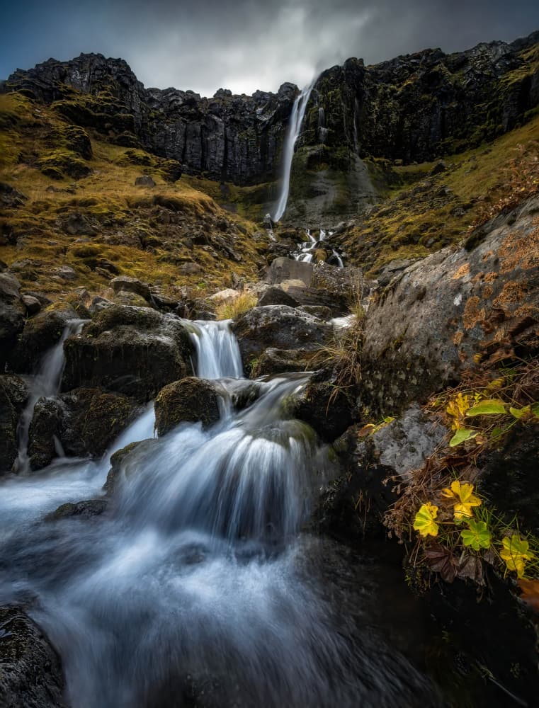 Flowing Mountain Waterfall by Wim Denijs — canvas wall art