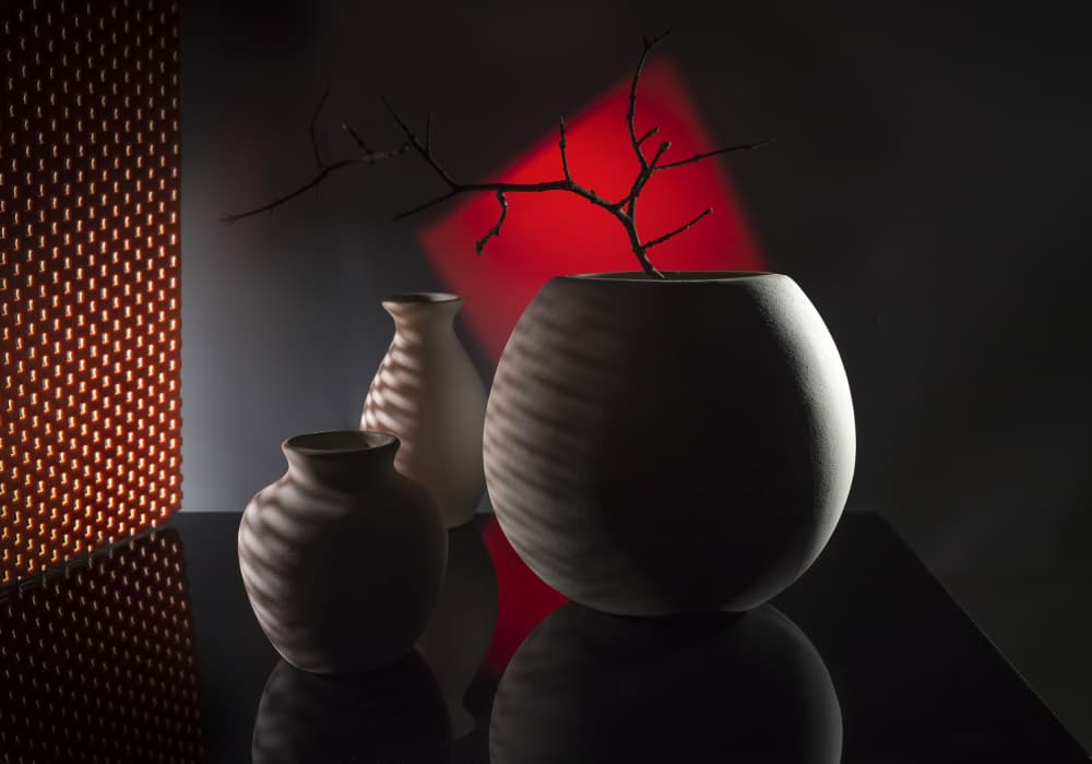 Modern Vases Red Glow by Evgeniy Popov — canvas wall art