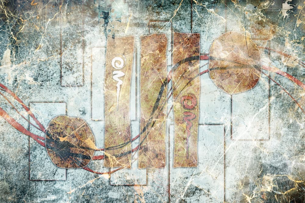 Ancient Om Grunge by Rafal Kulik — canvas wall art