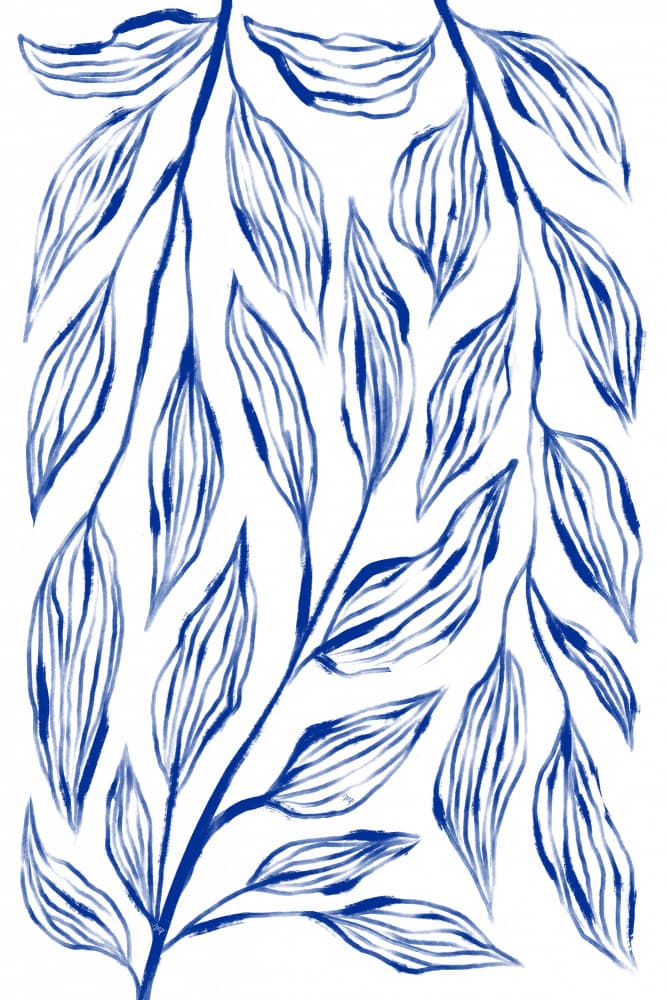 Blue Botanical Flow by Martina — canvas wall art
