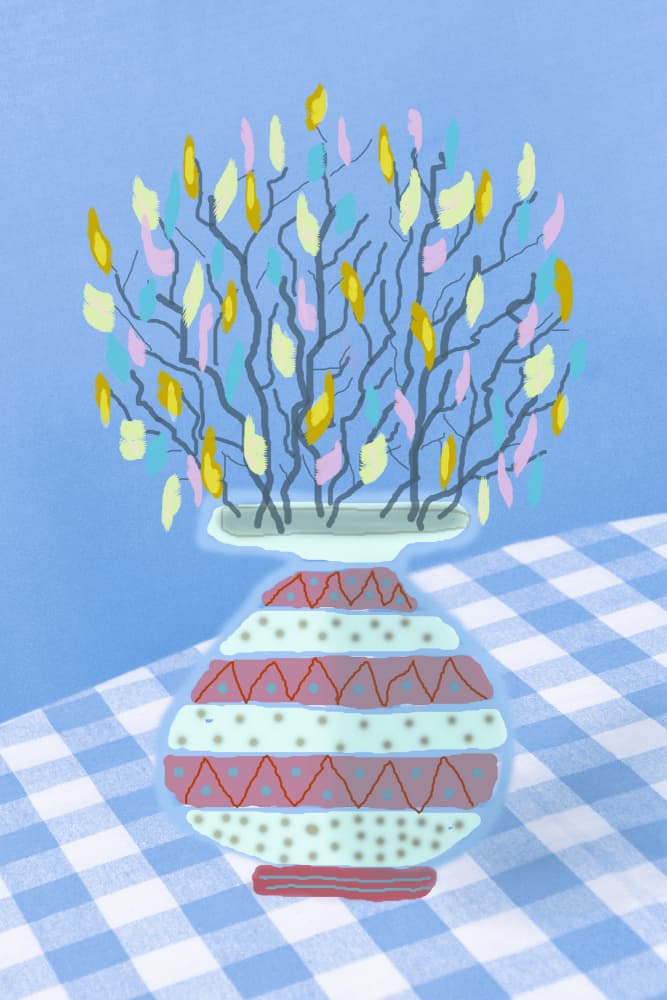 Colorful Branches In Vase by Christina Sillen — canvas wall art