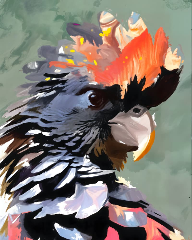 Vibrant Black Cockatoo by Uma Gokhale — canvas wall art