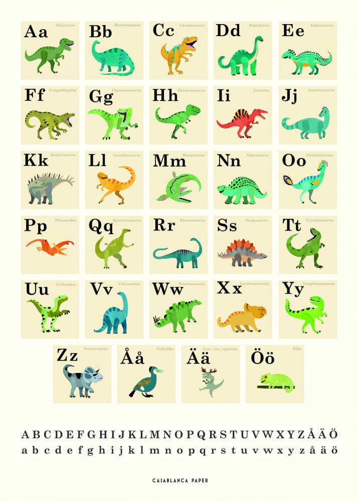 Cute Dinosaur Alphabet by Erik Wintzell — canvas wall art