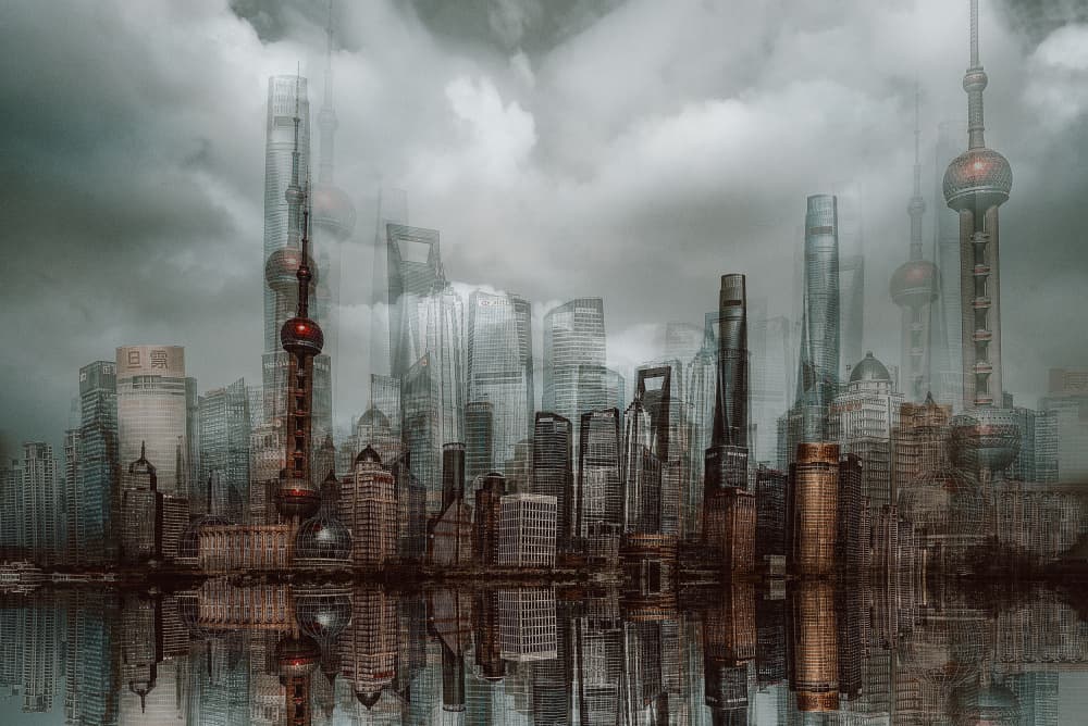 Misty Shanghai Skyline by Carmine Chiriacò — canvas wall art