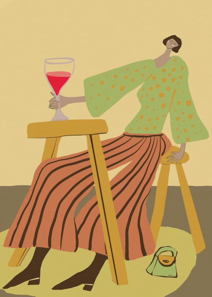 Stylish Woman With Wine by Sharyn Bursic — canvas wall art