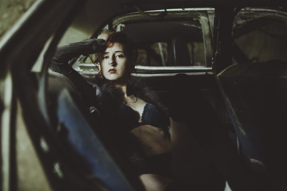 Redhead In Vintage Car by Georgios Bero — canvas wall art