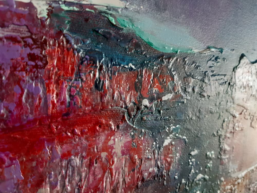Dynamic Red Blue Paint by Gabriela Aleksandra Szuba — canvas wall art