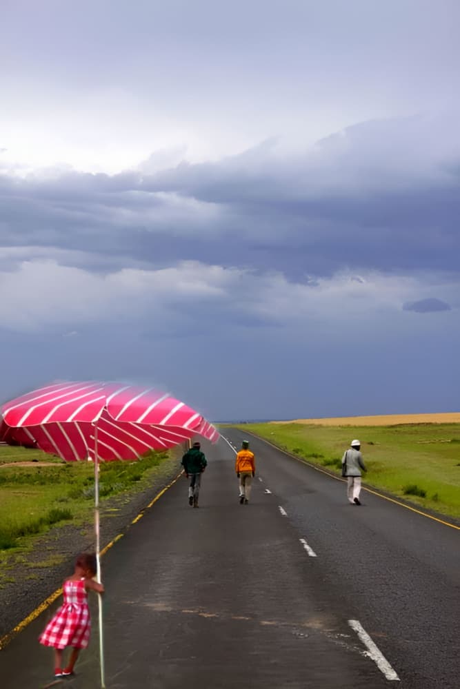 Girl Under Stormy Skies by Nico Phooko — canvas wall art