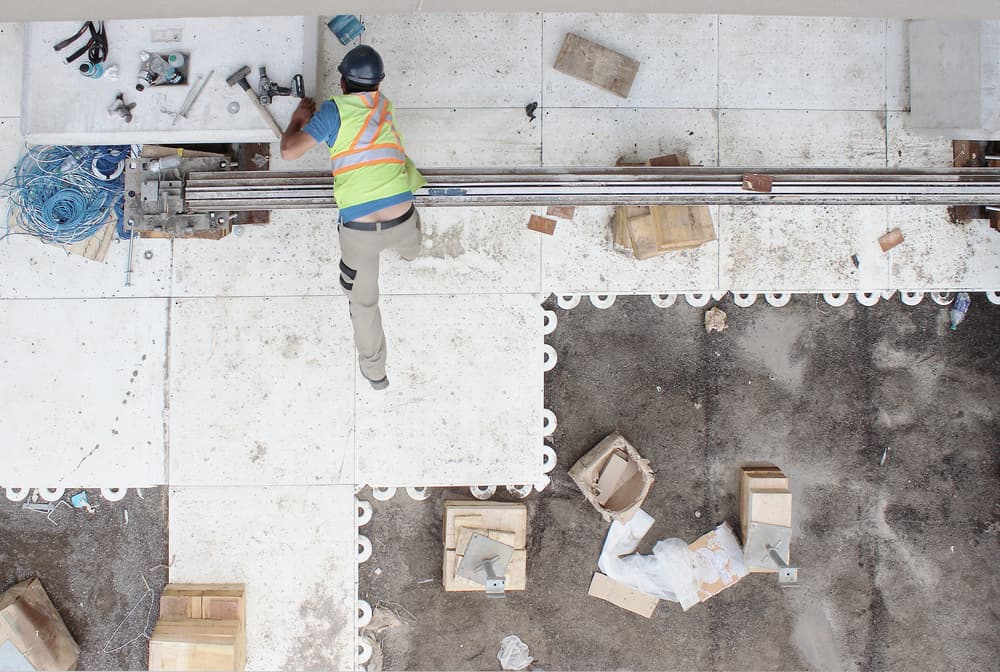 Construction Worker Overhead by Jian Wang — canvas wall art