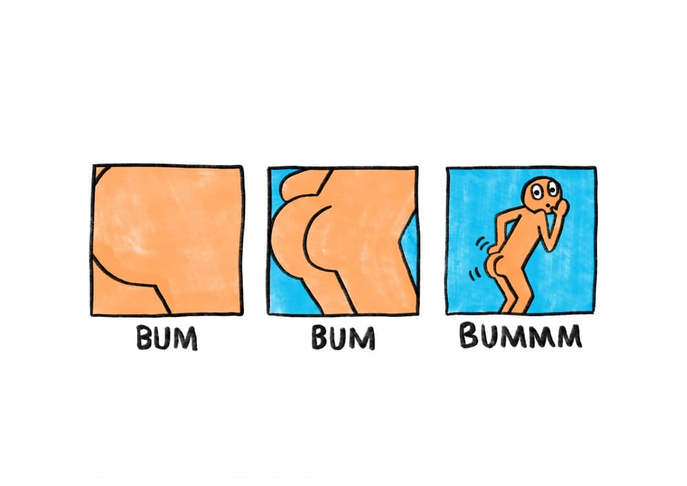 Funny Fart Cartoon by Martina Scott — canvas wall art