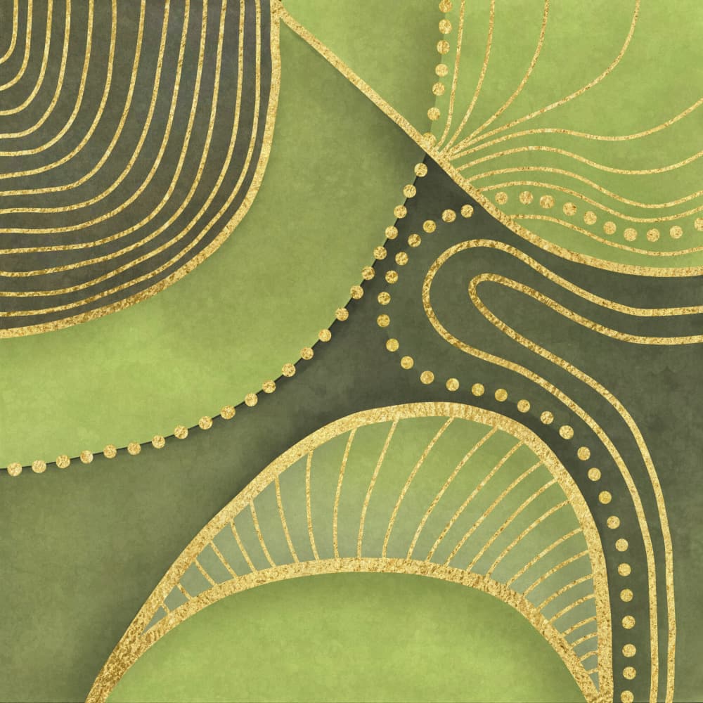 Organic Green Gold Lines by Andrea Haase — canvas wall art