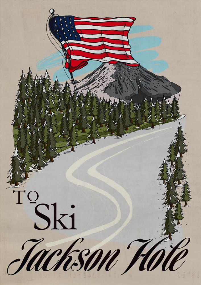 Ski Jackson Hole America by Nicholas — canvas wall art
