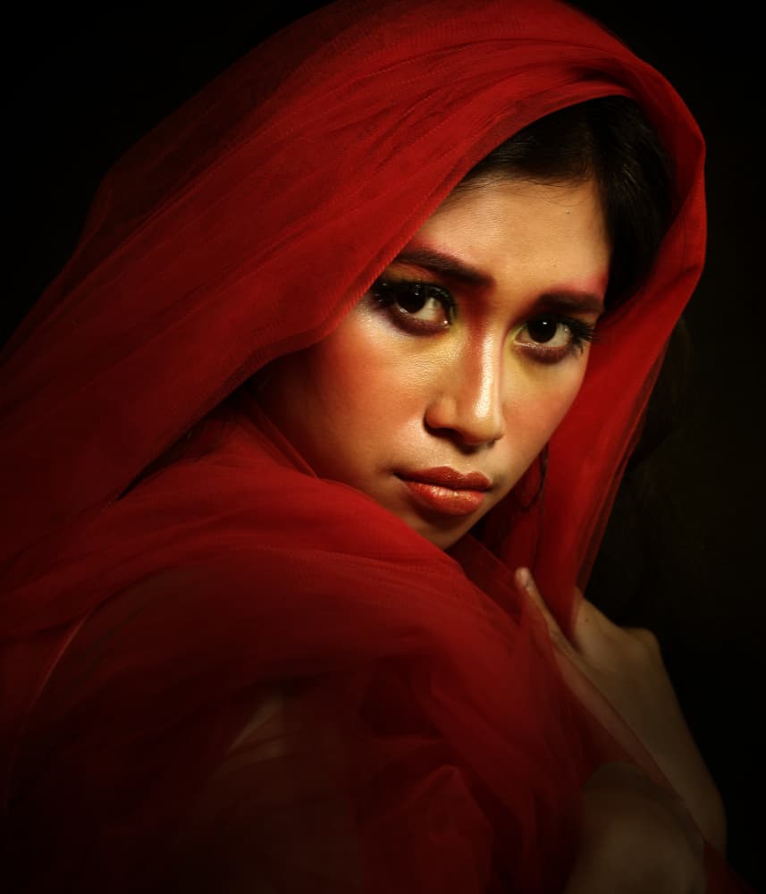 Red Veil Portrait by Hari Sulistiawan — canvas wall art