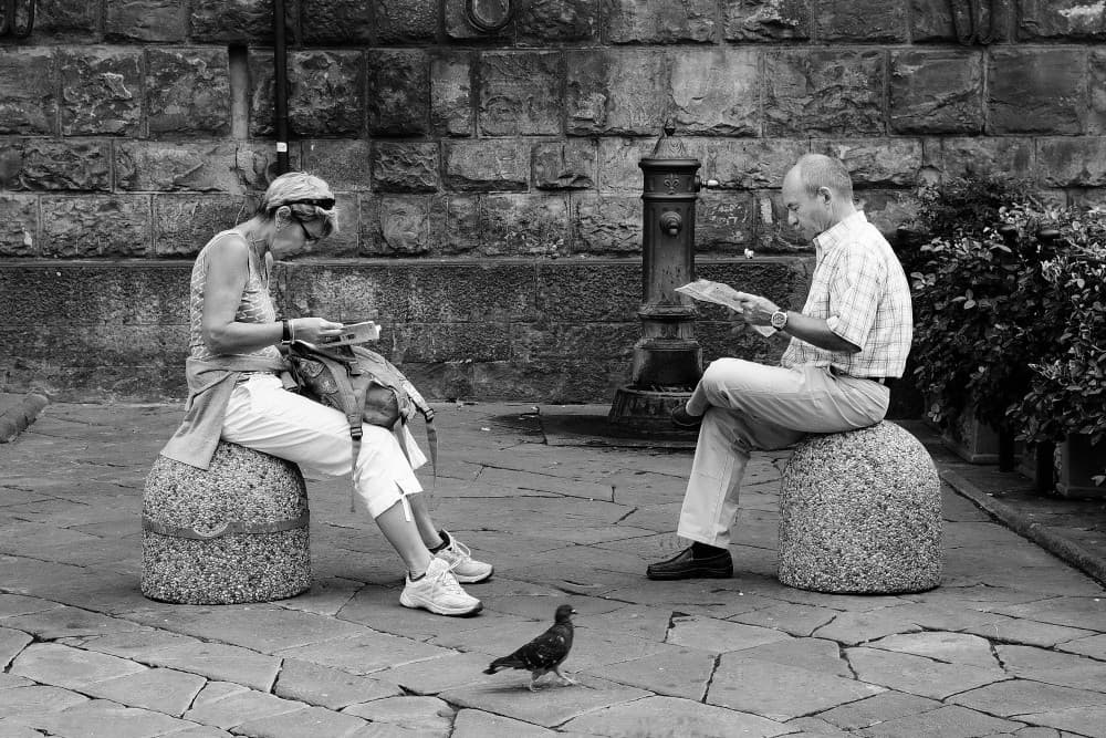 Street Corner Readers by Francesco Martinelli — canvas wall art