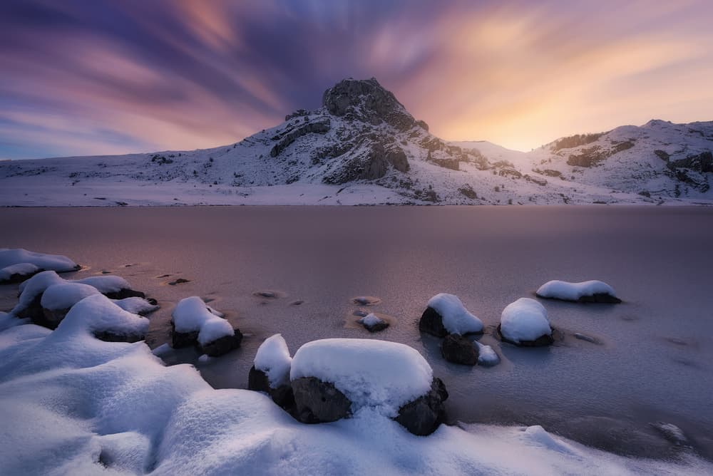 Frozen Mountain Glow by Carlos F. Turienzo — canvas wall art
