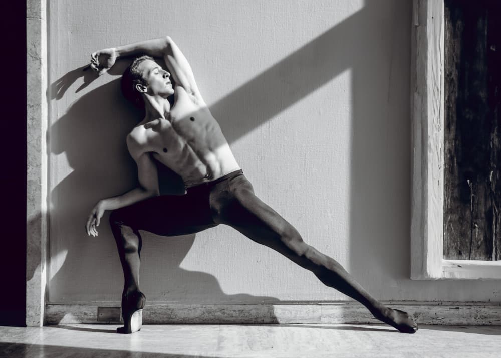 Dramatic Male Ballet Dancer by Tyler McAuley — canvas wall art