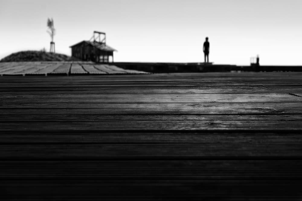Solitary Man Dark Pier by Paulo Abrantes — canvas wall art