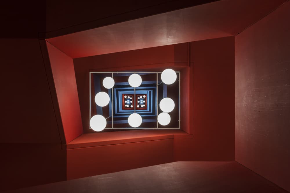 Geometric Red Light Tunnel by fotomarion — canvas wall art