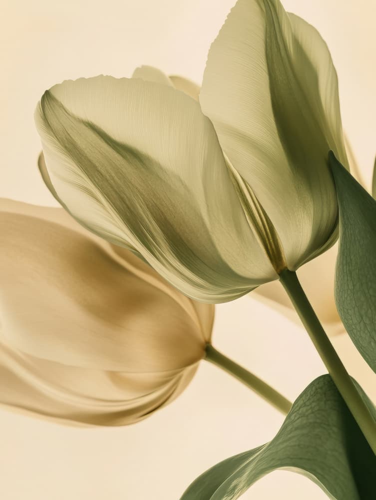 Elegant Green Tulips by Bilge Paksoylu — canvas wall art