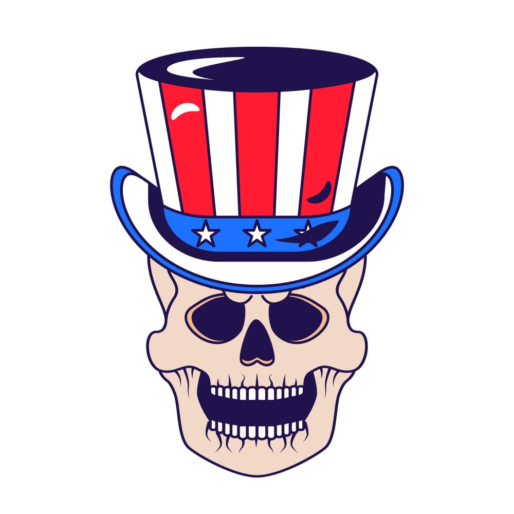 Skull Wearing An Uncle Sam Hat by Marika Barsrsind β canvas wall art