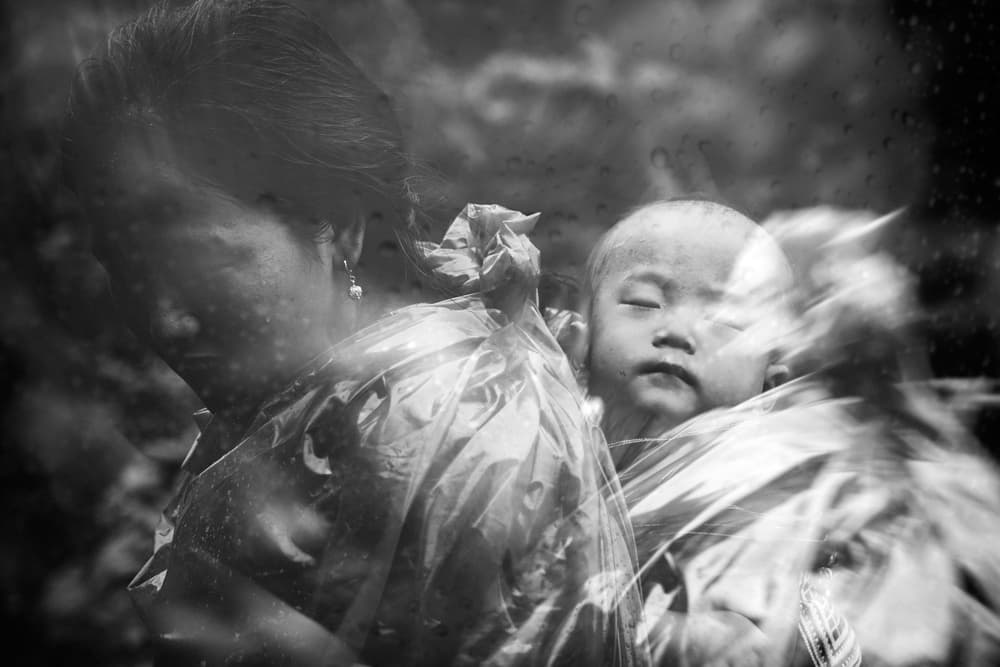 Mother's Rainy Embrace by txules — canvas wall art